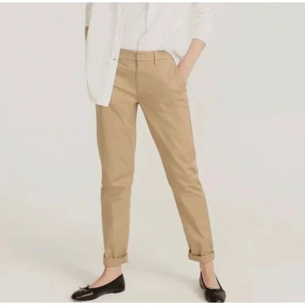J Crew Slim Boyfriend Chino Pants Womens 28 Tall Brown Cotton Stretch